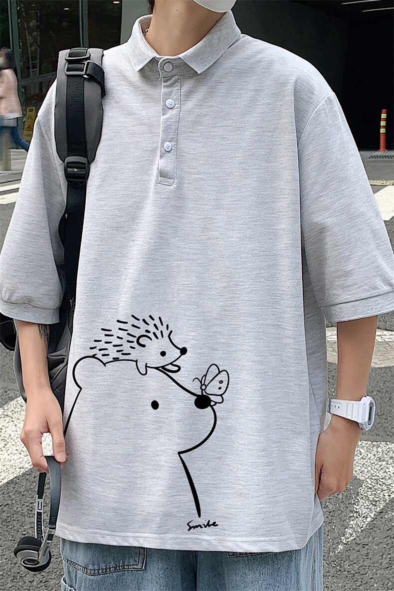PL57166-P35翻领短袖polo衫男大码胖子半袖t恤男有领保罗衫模特,男装Polo衫,电商A040