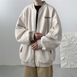 23秋款美式复古麂皮绒飞行棒球服男女夹克外套JF3301-P80控108图片