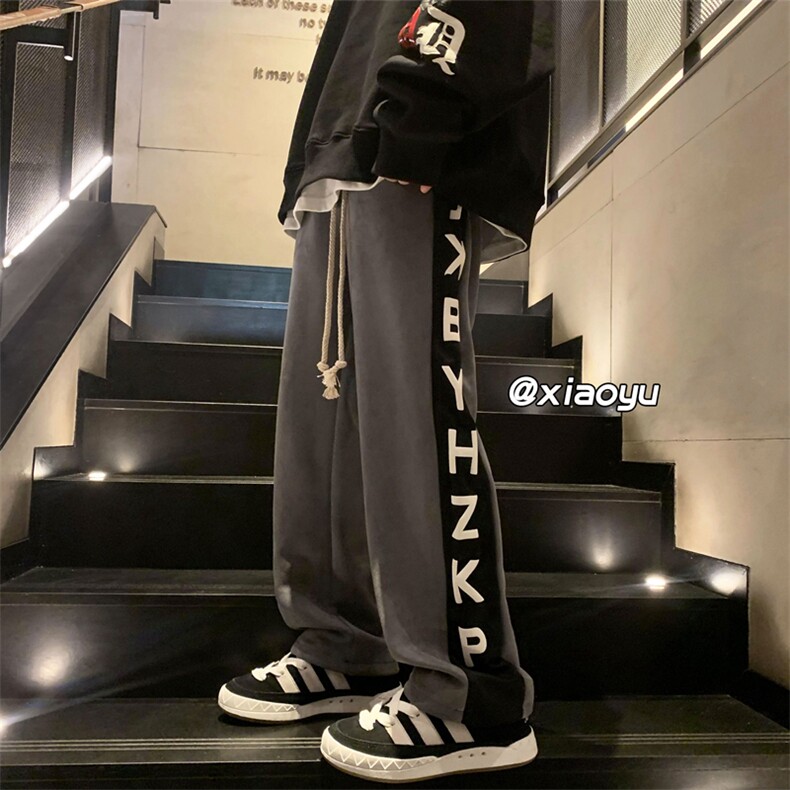 XZ616秋冬季新款麂皮绒发泡字母休闲拖地裤TY420P55控68,男装休闲裤,星座512A（原616）