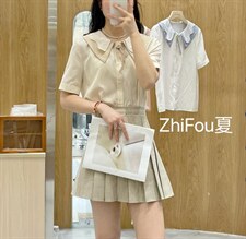 夏季新款双层荷叶领衬衫，女装衬衫，知否