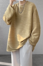 8XL-M肌理感长袖T恤男宽松重磅上衣痞帅高级感内搭打底衫P45控68，男装T恤，电商D206-1