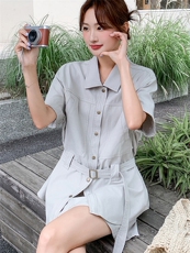 2026夏季韩系工装翻领衬衫显瘦半身裙两件套装，女装套装/套裙，网红馆