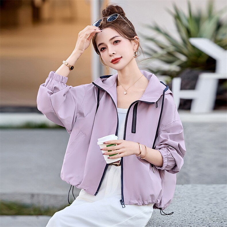 2025年春季新款休闲连帽短款外套女,女装短外套,沁沁公主
