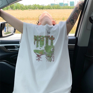 可48小时发货支持抖音得物来样二开240克重磅美式纯棉背心无袖t恤图片