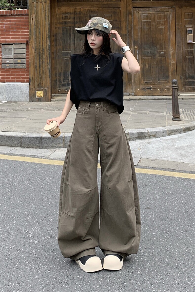 弯刀阔腿牛仔裤男女2026夏季新款美式百搭镰刀直筒裤YD9001-P65,男装牛仔裤,星座509