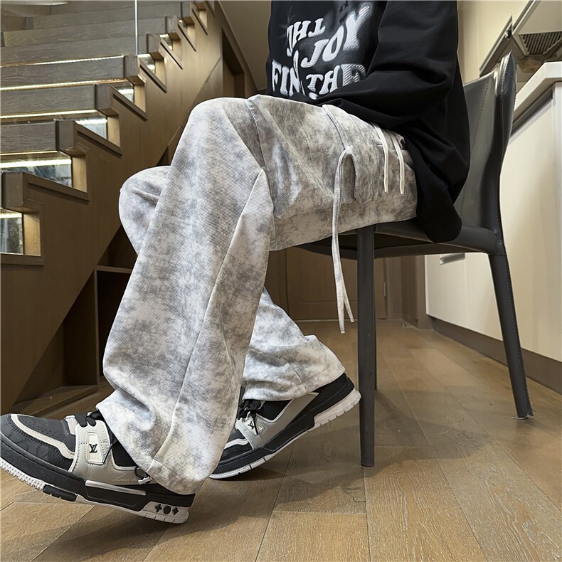 扎染直筒工装伞兵裤男款秋复古脏脏休闲裤子男K45*P35控58,男装工装外套,星座227-1