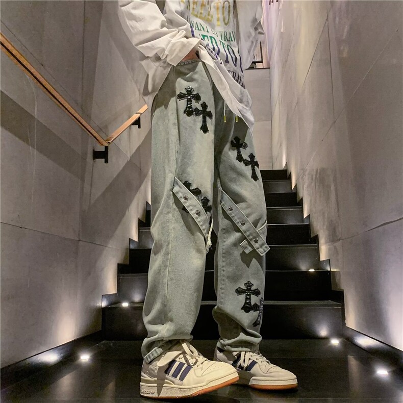 美式牛仔裤男春秋新款休闲直筒裤KJ48P45图片