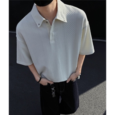 夏季新款美式肌理感短袖polo衫休闲翻领T恤简约复古上衣D415P45，男装T恤，电商A335-1（原A458）