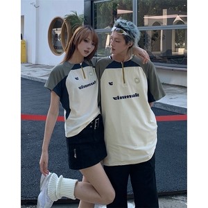 C471-P38 夏季新款美式复古时尚短袖体恤潮牌设计感休闲上衣 现货图片
