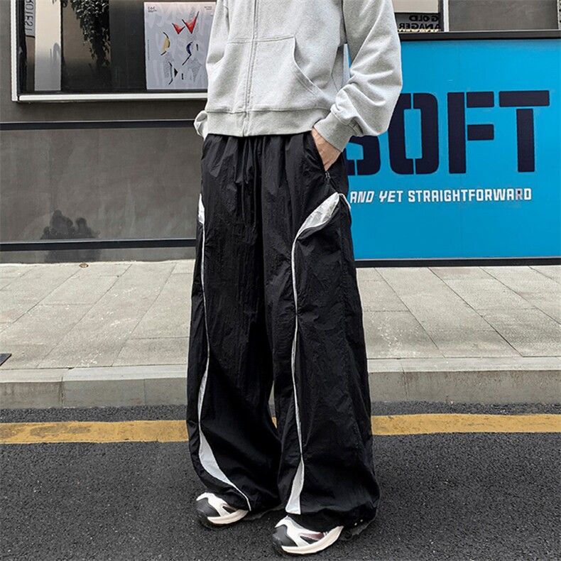 品质好货秋季新款休闲裤男拼接长裤阔腿裤伞兵裤子K9085-特P50，男装休闲裤，星座810(原QT5070)