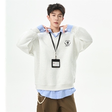 刺绣假两件衬衫领卫衣男套头潮牌外套W601P75118，男装衬衫，电商A073