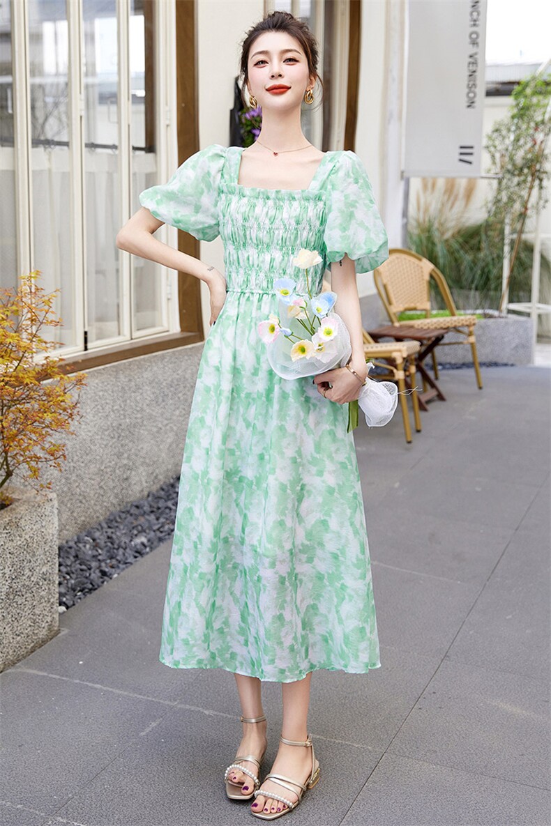 2023新款温柔风碎花仙气超仙森系连衣裙夏季花朵仙女裙,女装连衣裙,艾仟回(原伊仟回)