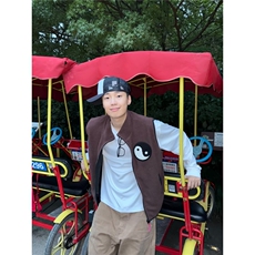 美式复古太极摇粒绒马甲外套男秋冬季棕色百搭背心HMY238，男装背心/马甲，星座208-5