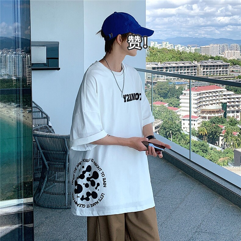 1图案已注册港风日系情侣大码M-5XL风短袖T恤男DT7654P28控45,男装T恤,星座226-2