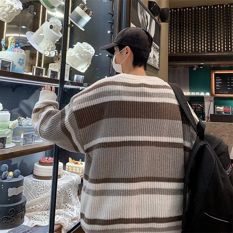 美式街头设计感圆领毛衣男慵懒风休闲针织衫M845P42,男装针织衫/毛衣,星座1116-2