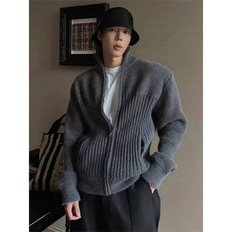 网图秋冬美拉德正肩立领拉链开衫毛衣外套潮MY1185特P55,男装针织衫/毛衣,电商C310
