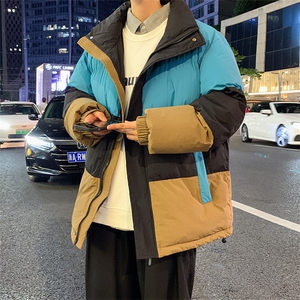 港风2026新品冬季宽松情侣装撞色棉衣棉服冬装加厚外套D007-P90图片