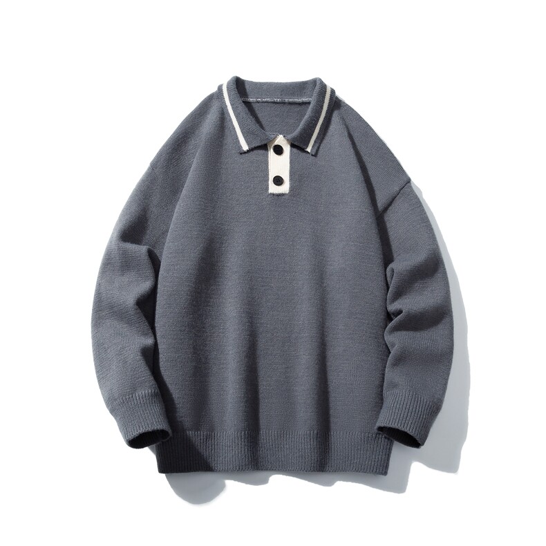 1日系白底POLO衫领潮流毛衣大码M-5XL针织衫男外套男8720P60控88，男装Polo衫，星座226-2