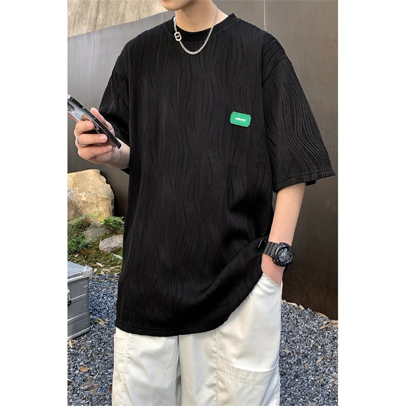 1港风弧形设计短袖T恤大码M-5XL情侣男士短袖T恤男DT8765P30控49,男装T恤,星座226-2