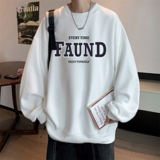 华夫格卫衣圆领卫衣男大码长袖t恤男外套HW76295-P30加绒款-P40，男装卫衣，电商A040