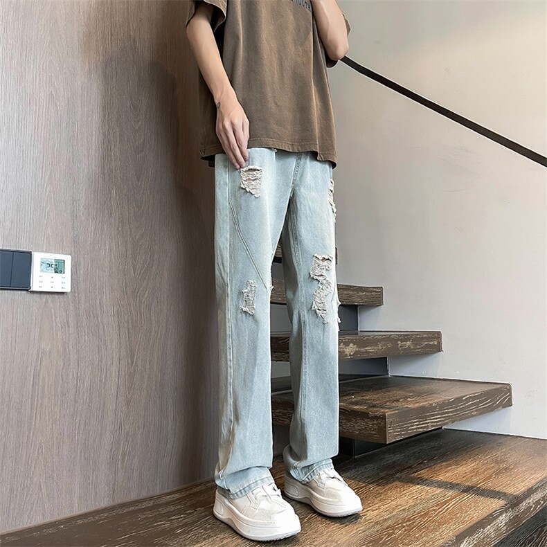 高街潮牌水洗破洞牛仔裤男小众设计乞丐裤N07279-P43,男装牛仔裤,星座308B-2