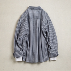 B413-1-DX6135美式复古提花长袖衬衫男女潮流宽松条纹百搭衬衣服，男装衬衫，电商B413-1