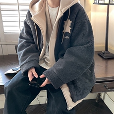 冬装假两件羊羔毛棉衣加厚棉服绣花外套A071-099-P125，男装棉衣，电商A071