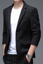 男士纯色西装领时尚羊毛外套2023春季帅气中青年夹克衫西服潮上衣图片