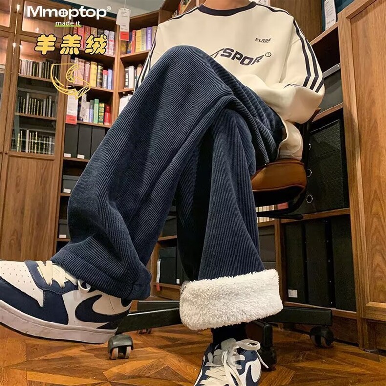 棕色裤子男女冬季2025新款高腰直筒微喇卫裤宽松休闲阔腿裤，男装休闲裤，星座506A