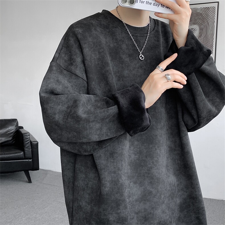 8XL-M美式复古街头风圆领卫衣男特大码上衣套头打底衫WY11P50控68,男装卫衣,电商D206-1