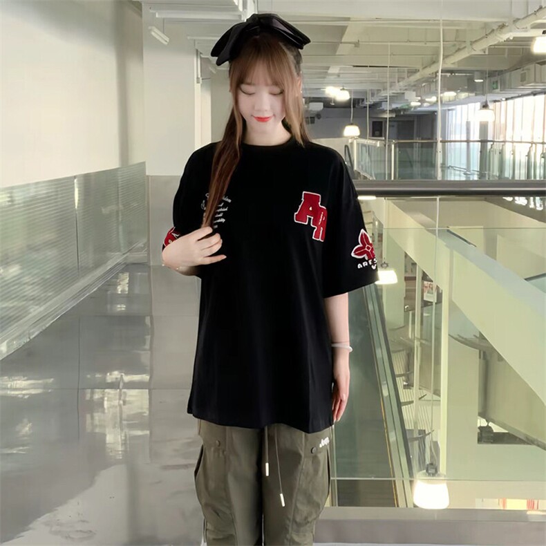 万针全刺绣工艺抖音得物高品质260克重磅纯棉双纱美式高街短袖T恤,男装T恤,电商A486