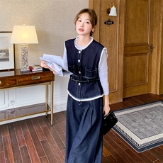 现货牛仔马甲+内搭+阔腿裤三件套配腰带2C239-H63-P195-K278，女装套装/套裙，2C239