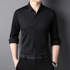 长袖潮流衬衫男2023春秋季新款中年免烫纯色商务休闲衬衣男装，男装衬衫，电商B212（原钱塘6029）