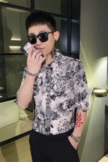 312A-116-P55新款社会小伙中袖衬衫韩版潮流男士五分袖衬衣A，男装T恤，星座312A-5