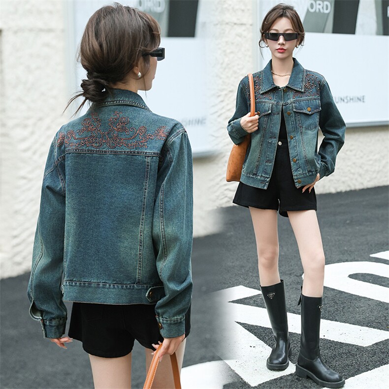 牛仔外套女新款2024年春秋季韩版设计感气质洋气小个子百搭上衣，女装牛仔外套，潮流依族