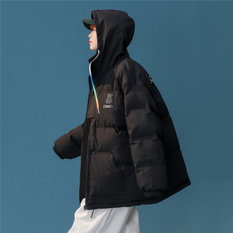 中性风小熊加厚宽松连帽面包服棉衣外套情侣装棉服G1033P128男,男装棉衣,电商A339