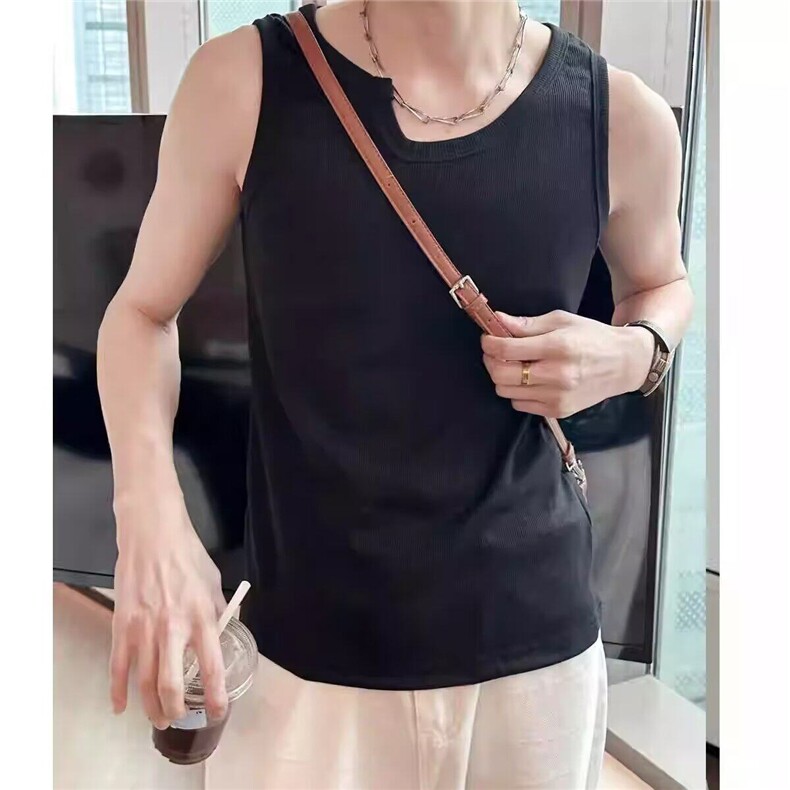 小众设计不规则领背心男夏季2025新款白色上衣打底坎肩T179,男装背心/马甲,星座1116A（原606A-3）
