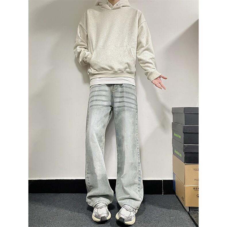 B221美式ins高街暗黑重工艺宽松直筒牛仔裤LK23125-P65控88,男装牛仔裤,电商B221