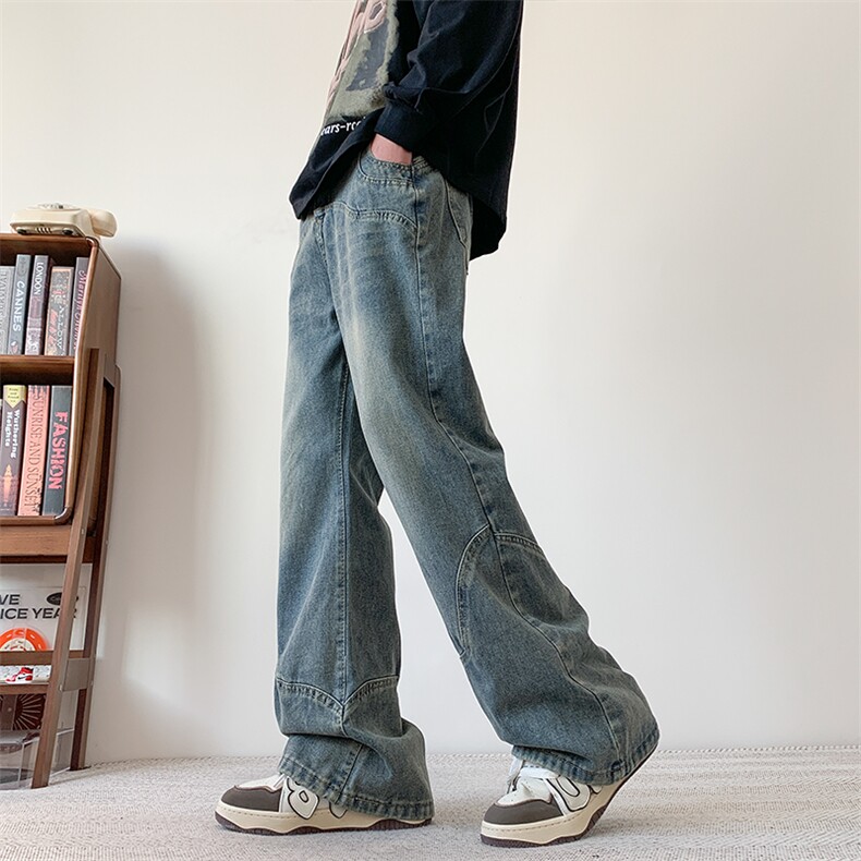现货S-3XL 加大码美式高街直筒宽松牛仔裤 310A-2 BK308 P55 控78图片