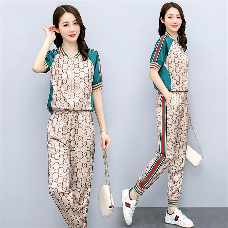 现货2022年夏季时尚气质拼色两件套休闲套装,女装套装/套裙,艾仟回(原伊仟回)