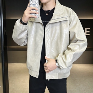 春季潮牌皮衣美式复古情侣翻领PU皮休闲宽松皮夹克外套JK0263-P78图片