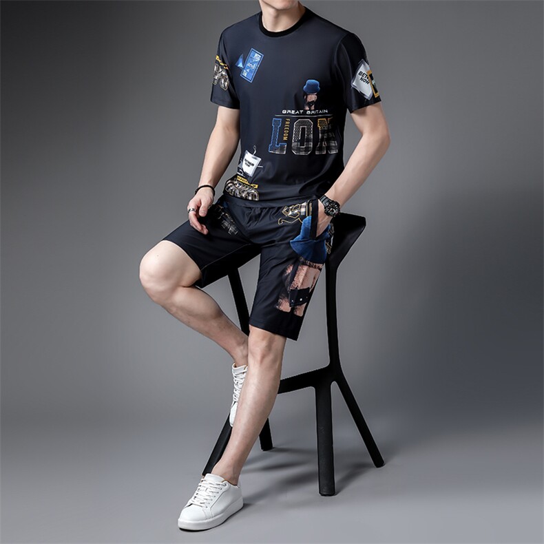 JG22-10男士2023年春夏季新款运动套装短袖短裤T恤卫裤二件套P125,男装休闲套装,电商B360