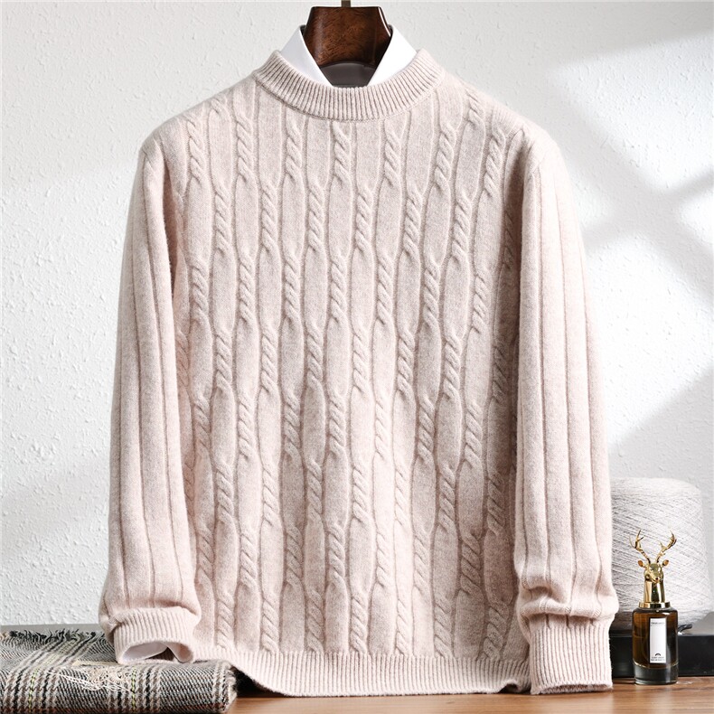 2025年秋季长袖青春流行套头半高领时尚百通勤简约，男装羊毛衫，暖思雅