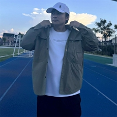 Y005衬衫大码夹克外套秋装休闲文艺中青年开衫多口袋薄款夹克外衣，男装衬衫，星座115A-3