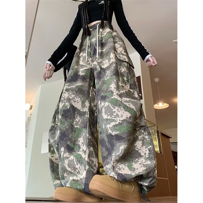 迷彩工装休闲裤男女韩版潮流高街帅百搭2024秋冬ins长裤K5829-P50图片