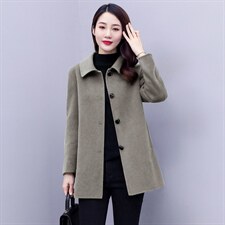 秋冬装新款时尚气质羊毛中长款双面呢大衣外套，女装双面呢大衣，媚琳依坊