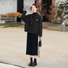 百搭显瘦外套女秋冬季新款韩版气质长袖短款上衣秋季中国2025，女装毛呢外套，秋水欣儿