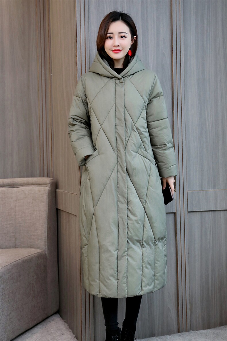 2025冬季新款休闲加厚保暖舒适纯色中长款棉服时尚,女装棉衣/棉服,香香