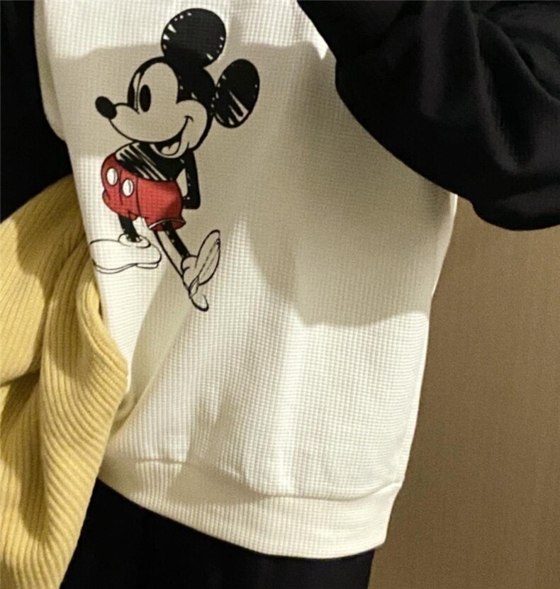 秋冬新款韩版米奇圆领拼色卫衣，女装卫衣/绒衫，HJ