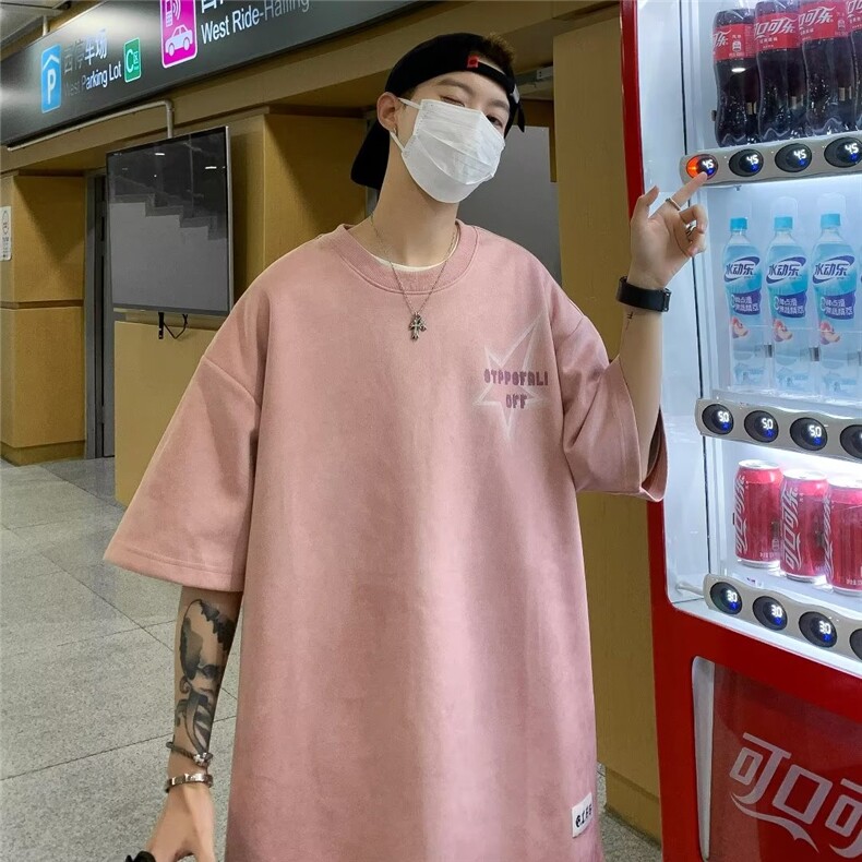 2023春夏季新款男休闲圆领短袖T恤包边麂皮绒T3031P32,男装T恤,星座1116-2